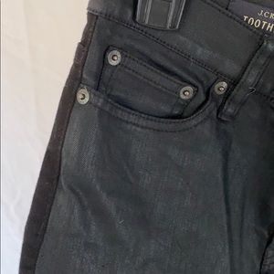 J. Crew toothpick leather contrast jeans